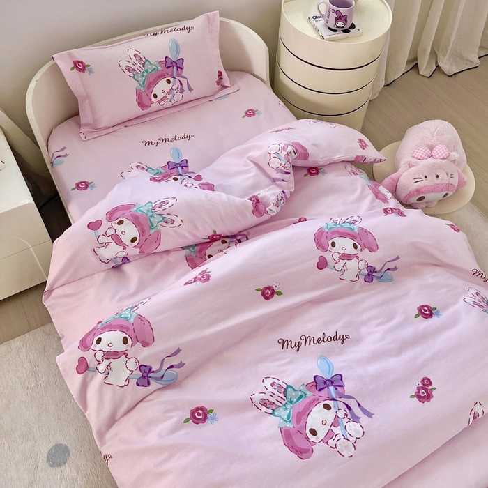 91家纺网 家纺一手货源 找家纺 蘭菲家纺 2025新款学生季全棉幼儿园三丽鸥三件套小版系列 小美