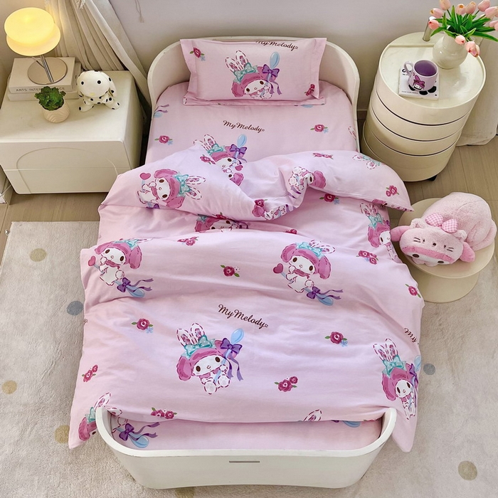 91家纺网 家纺一手货源 找家纺 蘭菲家纺 2025新款学生季全棉幼儿园三丽鸥三件套小版系列 小美