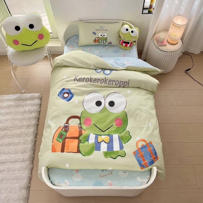 91家纺网 家纺一手货源 找家纺 蘭菲家纺 2025新款学生季全棉幼儿园三丽鸥三件套大版系列 旅行家