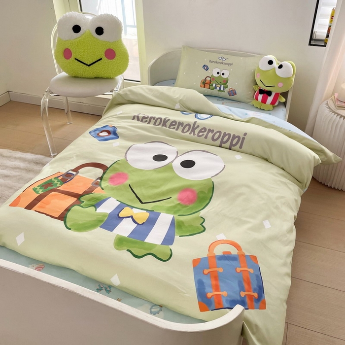 91家纺网 家纺一手货源 找家纺 蘭菲家纺 2025新款学生季全棉幼儿园三丽鸥三件套大版系列 旅行家