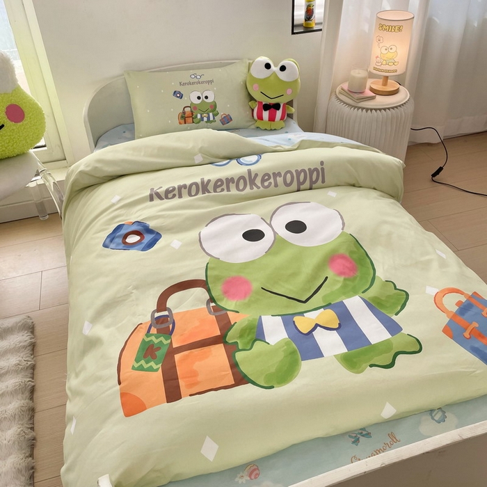 91家纺网 家纺一手货源 找家纺 蘭菲家纺 2025新款学生季全棉幼儿园三丽鸥三件套大版系列 旅行家