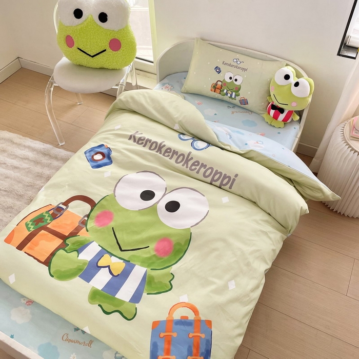 91家纺网 家纺一手货源 找家纺 蘭菲家纺 2025新款学生季全棉幼儿园三丽鸥三件套大版系列 旅行家