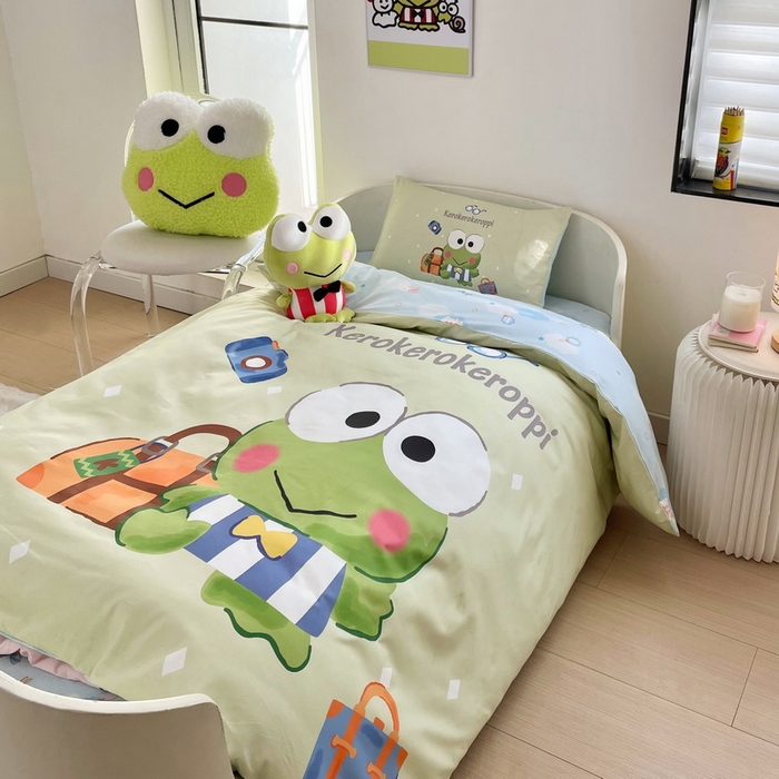 91家纺网 家纺一手货源 找家纺 蘭菲家纺 2025新款学生季全棉幼儿园三丽鸥三件套大版系列 旅行家