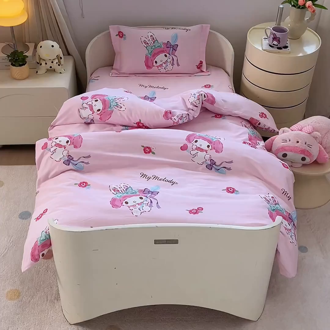 91家纺网 家纺一手货源 找家纺 蘭菲家纺 2025新款学生季全棉幼儿园三丽鸥三件套小版系列 小美