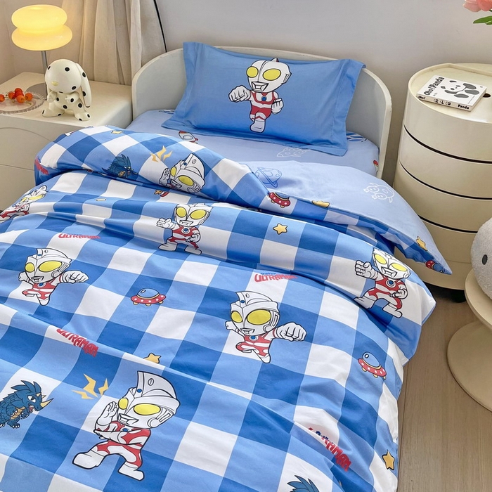 91家纺网 家纺一手货源 找家纺 蘭菲家纺 2025新款学生季幼儿园奥特曼三件套小版系列 随影