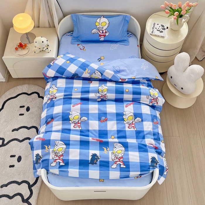 91家纺网 家纺一手货源 找家纺 蘭菲家纺 2025新款学生季幼儿园奥特曼三件套小版系列 随影