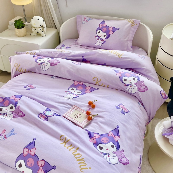 91家纺网 家纺一手货源 找家纺 蘭菲家纺 2025新款学生季全棉幼儿园三丽鸥三件套小版系列 小甜酱.紫