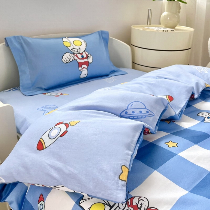 91家纺网 家纺一手货源 找家纺 蘭菲家纺 2025新款学生季幼儿园奥特曼三件套小版系列 随影