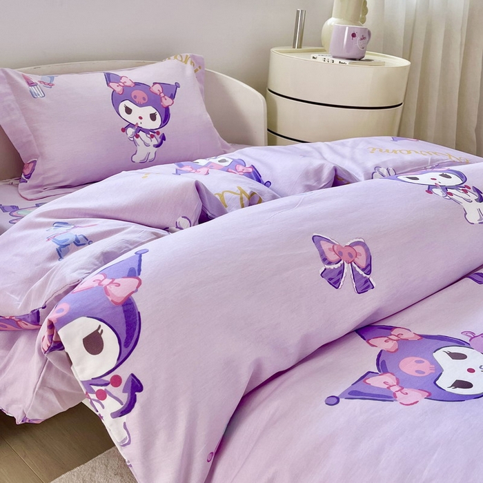 91家纺网 家纺一手货源 找家纺 蘭菲家纺 2025新款学生季全棉幼儿园三丽鸥三件套小版系列 小甜酱.紫