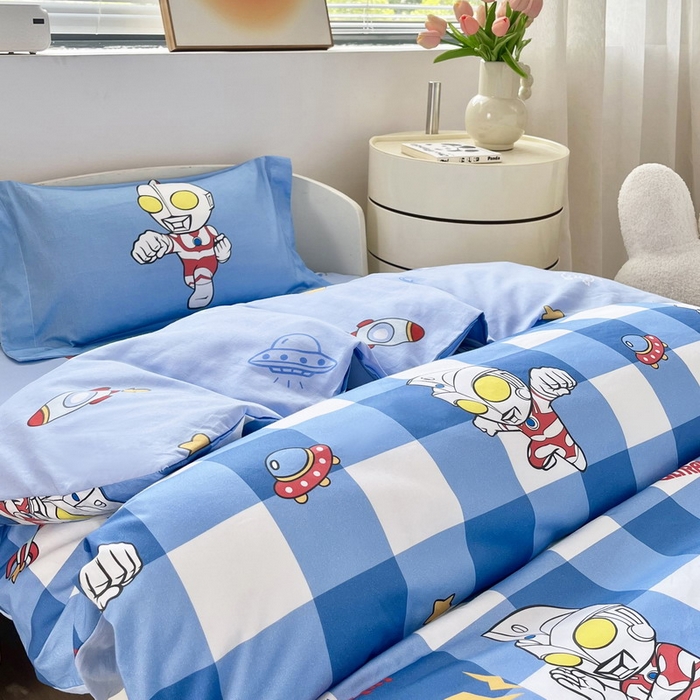 91家纺网 家纺一手货源 找家纺 蘭菲家纺 2025新款学生季幼儿园奥特曼三件套小版系列 随影