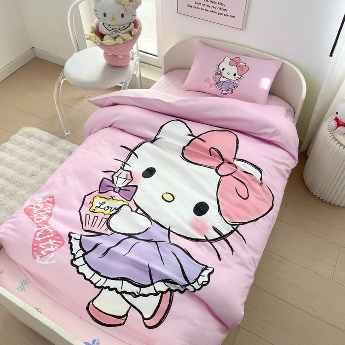 91家纺网 家纺一手货源 找家纺 蘭菲家纺 2025新款学生季全棉幼儿园三丽鸥三件套大版系列 咪咪