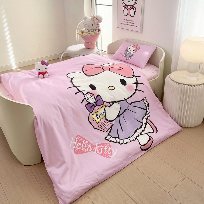 91家纺网 家纺一手货源 找家纺 蘭菲家纺 2025新款学生季全棉幼儿园三丽鸥三件套大版系列 咪咪