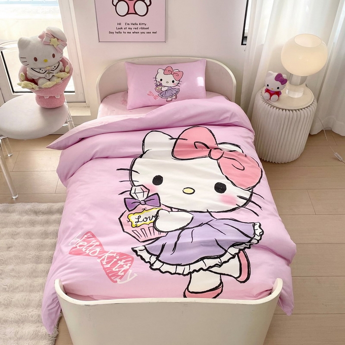 91家纺网 家纺一手货源 找家纺 蘭菲家纺 2025新款学生季全棉幼儿园三丽鸥三件套大版系列 咪咪