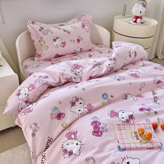 91家纺网 家纺一手货源 找家纺 蘭菲家纺 2025新款学生季全棉幼儿园三丽鸥三件套小版系列 小甜心