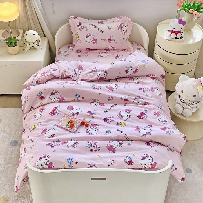 91家纺网 家纺一手货源 找家纺 蘭菲家纺 2025新款学生季全棉幼儿园三丽鸥三件套小版系列 小甜心