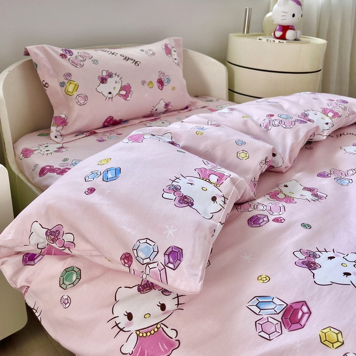 91家纺网 家纺一手货源 找家纺 蘭菲家纺 2025新款学生季全棉幼儿园三丽鸥三件套小版系列 小甜心