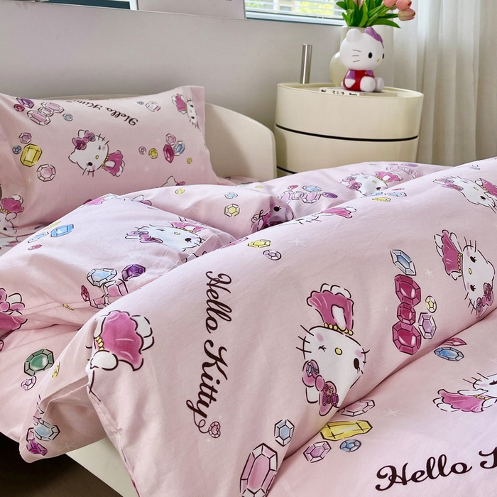 91家纺网 家纺一手货源 找家纺 蘭菲家纺 2025新款学生季全棉幼儿园三丽鸥三件套小版系列 小甜心