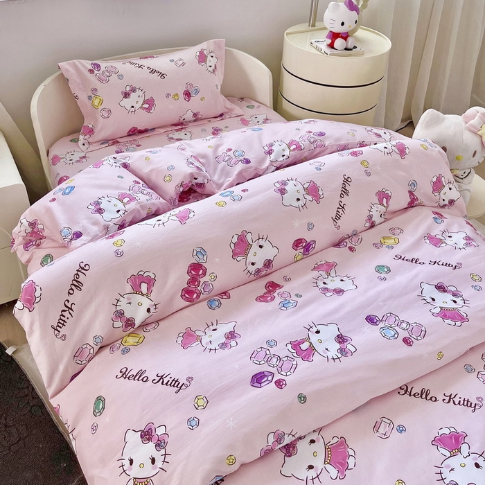 91家纺网 家纺一手货源 找家纺 蘭菲家纺 2025新款学生季全棉幼儿园三丽鸥三件套小版系列 小甜心