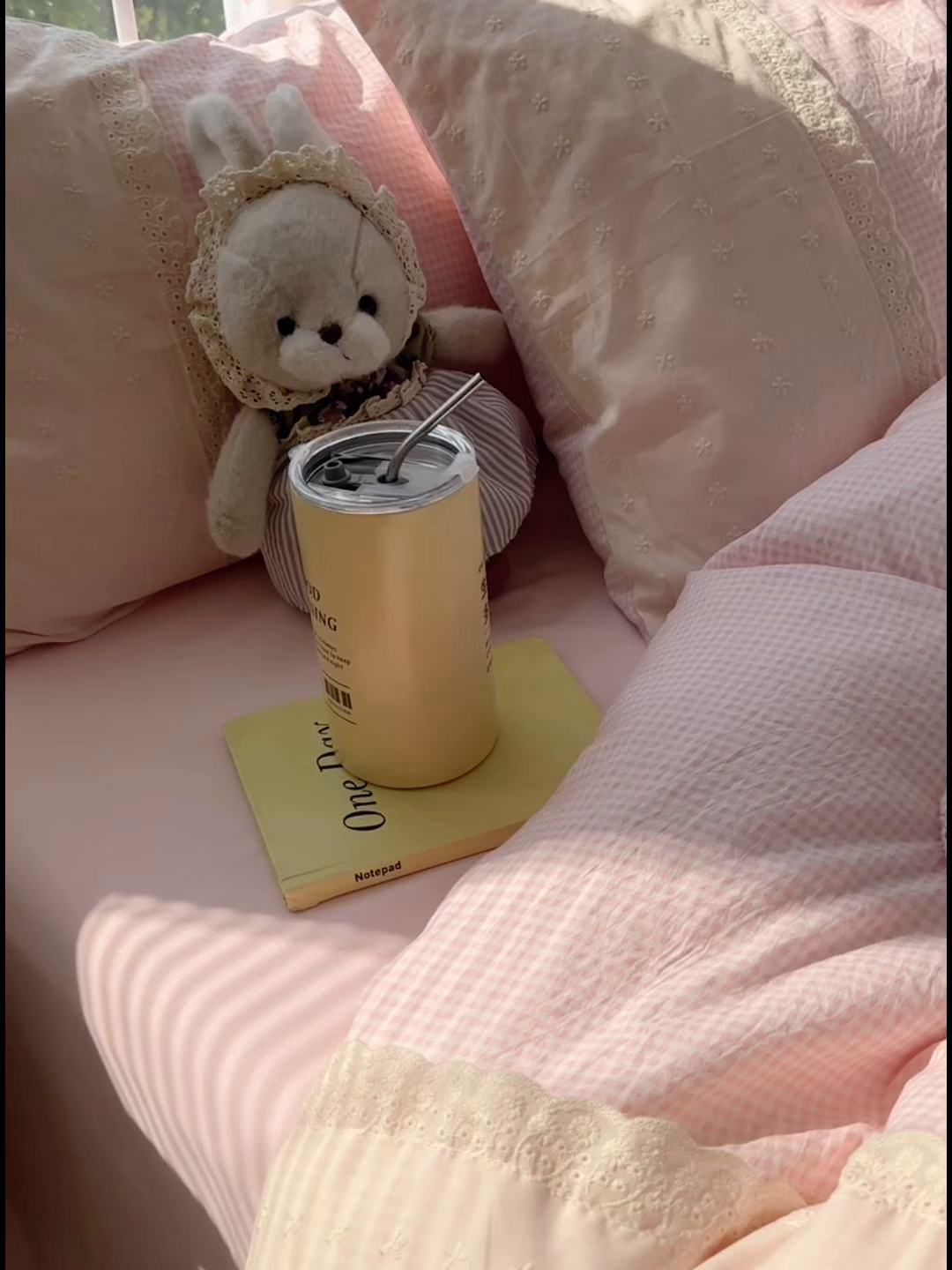 91家纺网 家纺一手货源 找家纺 韩巢家纺 2025新款法式蕾丝花边被套直播热销款四件套学生宿舍床上三件套（提供卖家秀） 粉小格【蕾丝花边款】