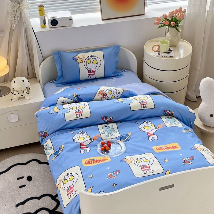 91家纺网 家纺一手货源 找家纺 蘭菲家纺 2025新款学生季幼儿园奥特曼三件套小版系列 太空游