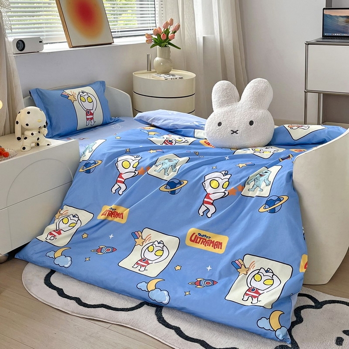 91家纺网 家纺一手货源 找家纺 蘭菲家纺 2025新款学生季幼儿园奥特曼三件套小版系列 太空游