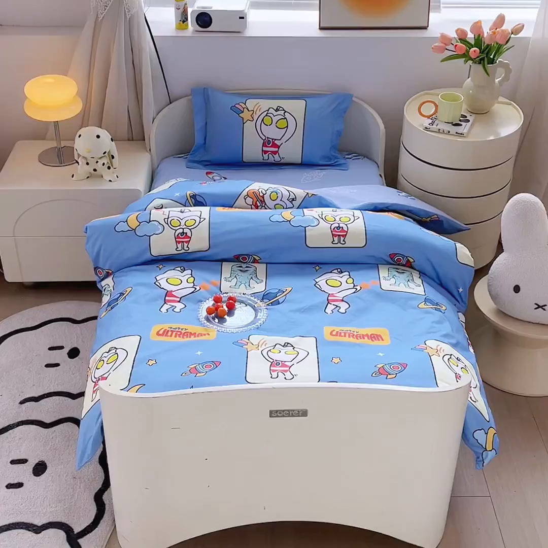 91家纺网 家纺一手货源 找家纺 蘭菲家纺 2025新款学生季幼儿园奥特曼三件套小版系列 太空游