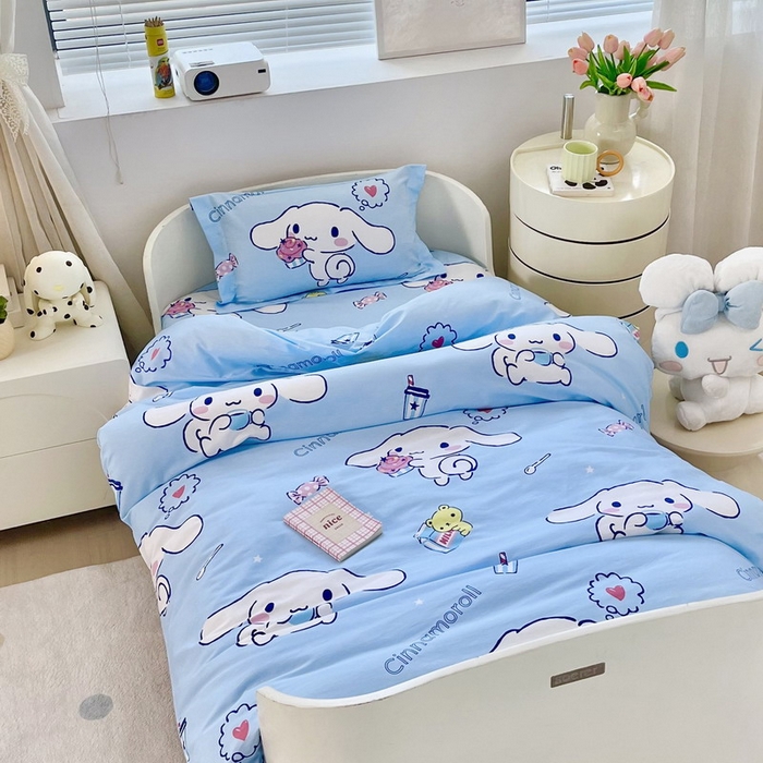 91家纺网 家纺一手货源 找家纺 蘭菲家纺 2025新款学生季全棉幼儿园三丽鸥三件套小版系列 小团子