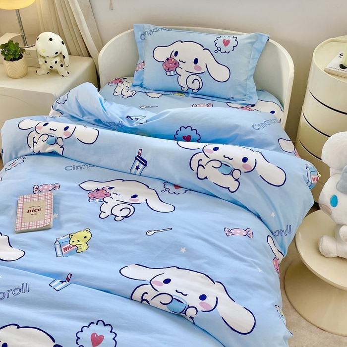 91家纺网 家纺一手货源 找家纺 蘭菲家纺 2025新款学生季全棉幼儿园三丽鸥三件套小版系列 小团子