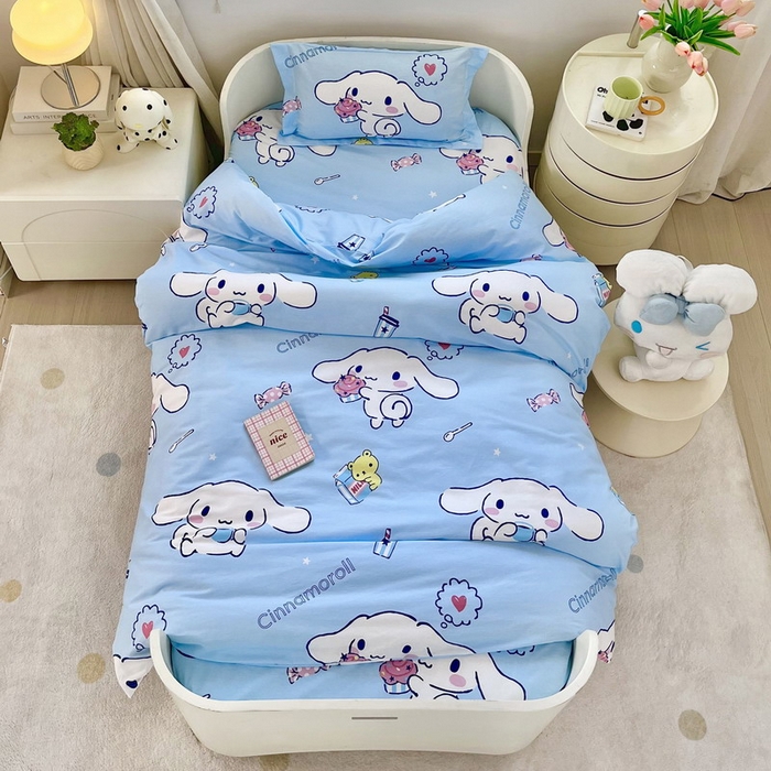 91家纺网 家纺一手货源 找家纺 蘭菲家纺 2025新款学生季全棉幼儿园三丽鸥三件套小版系列 小团子