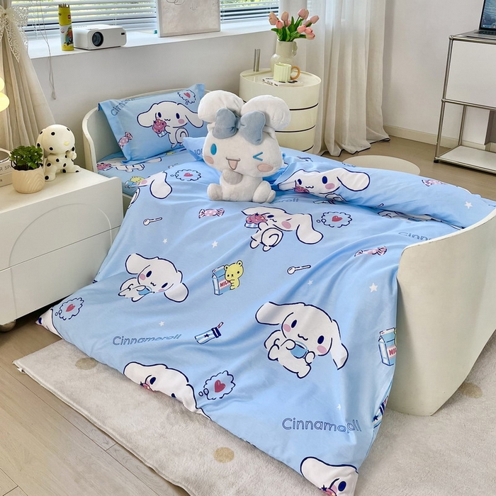 91家纺网 家纺一手货源 找家纺 蘭菲家纺 2025新款学生季全棉幼儿园三丽鸥三件套小版系列 小团子