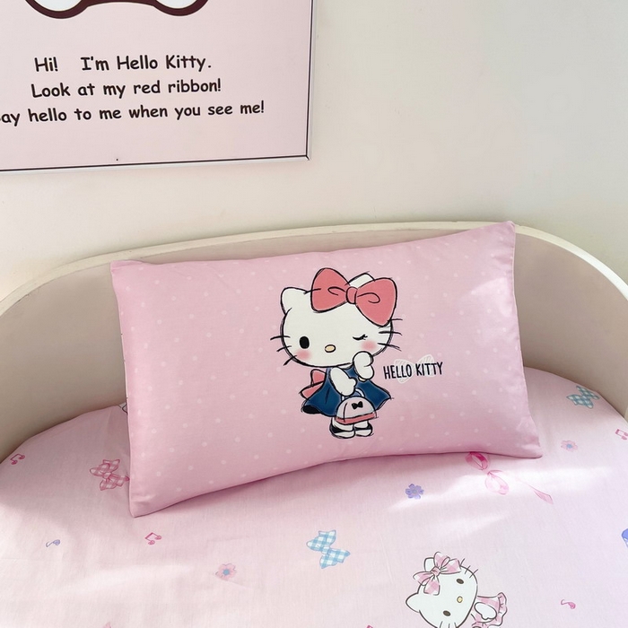 91家纺网 家纺一手货源 找家纺 蘭菲家纺 2025新款学生季全棉幼儿园三丽鸥三件套大版系列 摩卡.粉