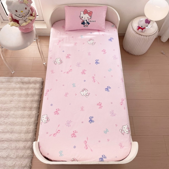 91家纺网 家纺一手货源 找家纺 蘭菲家纺 2025新款学生季全棉幼儿园三丽鸥三件套大版系列 摩卡.粉