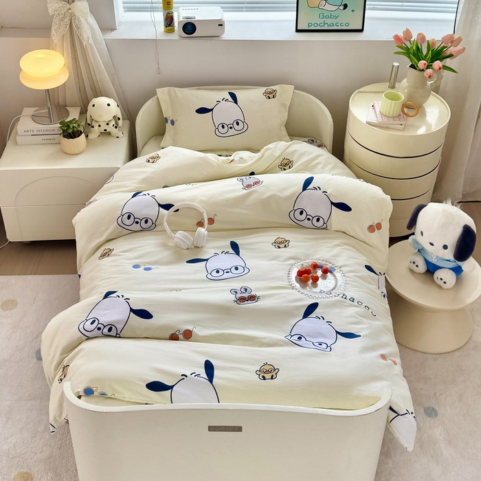 蘭菲家纺 2025新款学生季全棉幼儿园三丽鸥三件套小版系列 眼镜狗.米