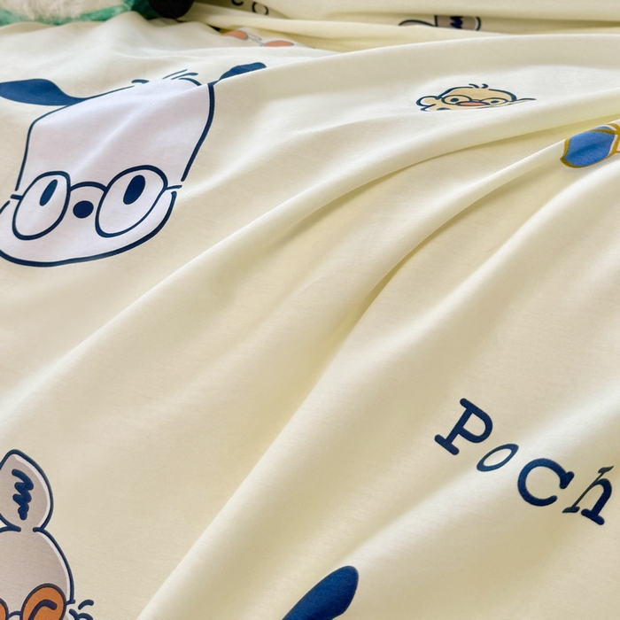 91家纺网 家纺一手货源 找家纺 蘭菲家纺 2025新款学生季全棉幼儿园三丽鸥三件套小版系列 眼镜狗.米