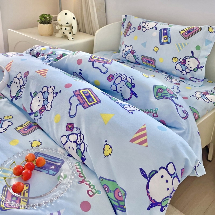 91家纺网 家纺一手货源 找家纺 蘭菲家纺 2025新款学生季全棉幼儿园三丽鸥三件套小版系列 演唱会.蓝