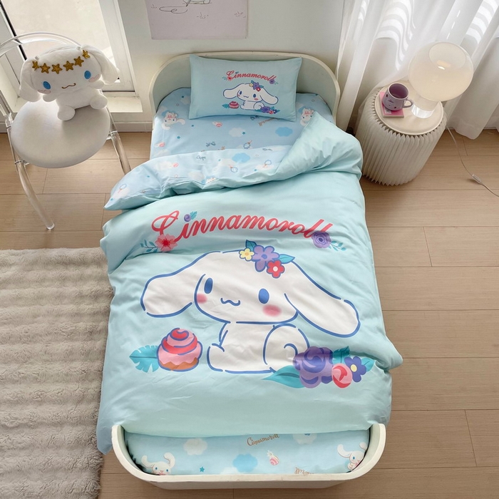 91家纺网 家纺一手货源 找家纺 蘭菲家纺 2025新款学生季全棉幼儿园三丽鸥三件套大版系列 泡芙