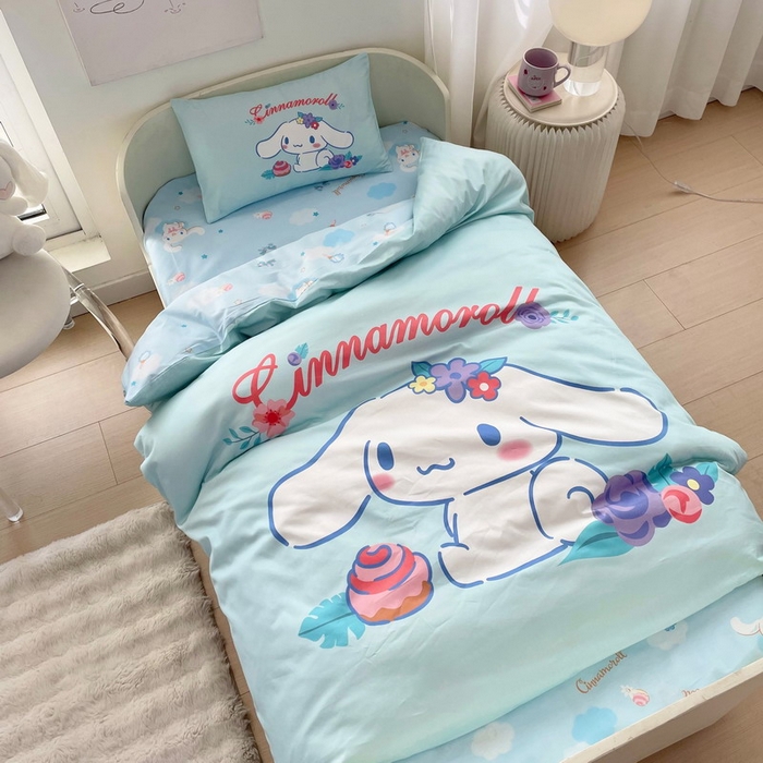 91家纺网 家纺一手货源 找家纺 蘭菲家纺 2025新款学生季全棉幼儿园三丽鸥三件套大版系列 泡芙