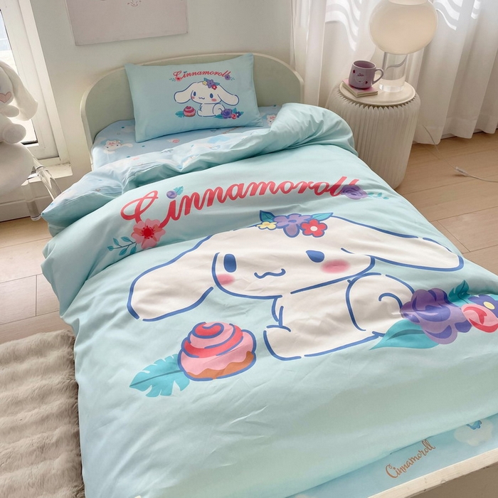 91家纺网 家纺一手货源 找家纺 蘭菲家纺 2025新款学生季全棉幼儿园三丽鸥三件套大版系列 泡芙