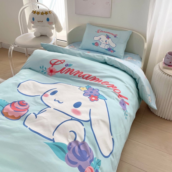 91家纺网 家纺一手货源 找家纺 蘭菲家纺 2025新款学生季全棉幼儿园三丽鸥三件套大版系列 泡芙