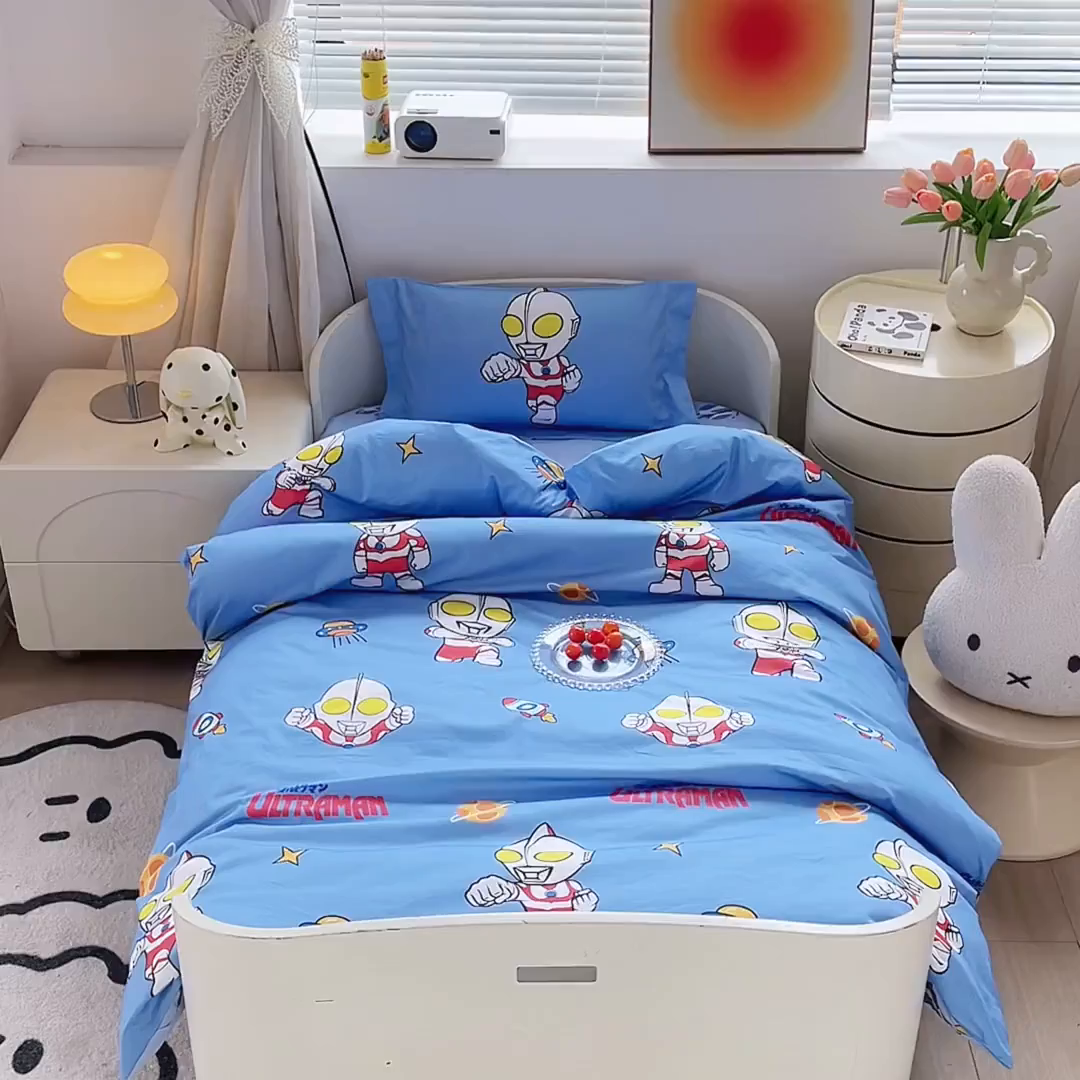 91家纺网 家纺一手货源 找家纺 蘭菲家纺 2025新款学生季幼儿园奥特曼三件套小版系列 追风