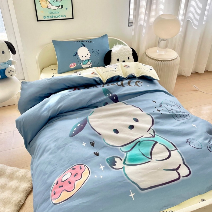 91家纺网 家纺一手货源 找家纺 蘭菲家纺 2025新款学生季全棉幼儿园三丽鸥三件套大版系列 恰恰.灰