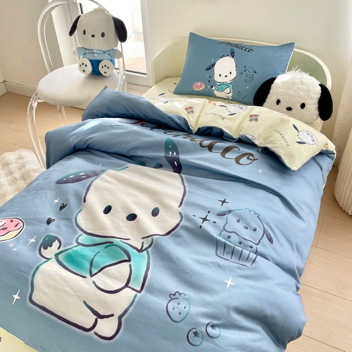 91家纺网 家纺一手货源 找家纺 蘭菲家纺 2025新款学生季全棉幼儿园三丽鸥三件套大版系列 恰恰.灰