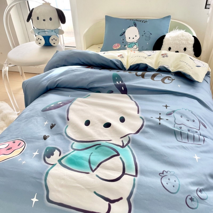 91家纺网 家纺一手货源 找家纺 蘭菲家纺 2025新款学生季全棉幼儿园三丽鸥三件套大版系列 恰恰.灰