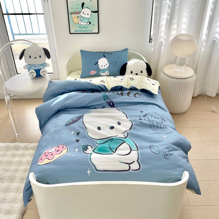 91家纺网 家纺一手货源 找家纺 蘭菲家纺 2025新款学生季全棉幼儿园三丽鸥三件套大版系列 恰恰.灰