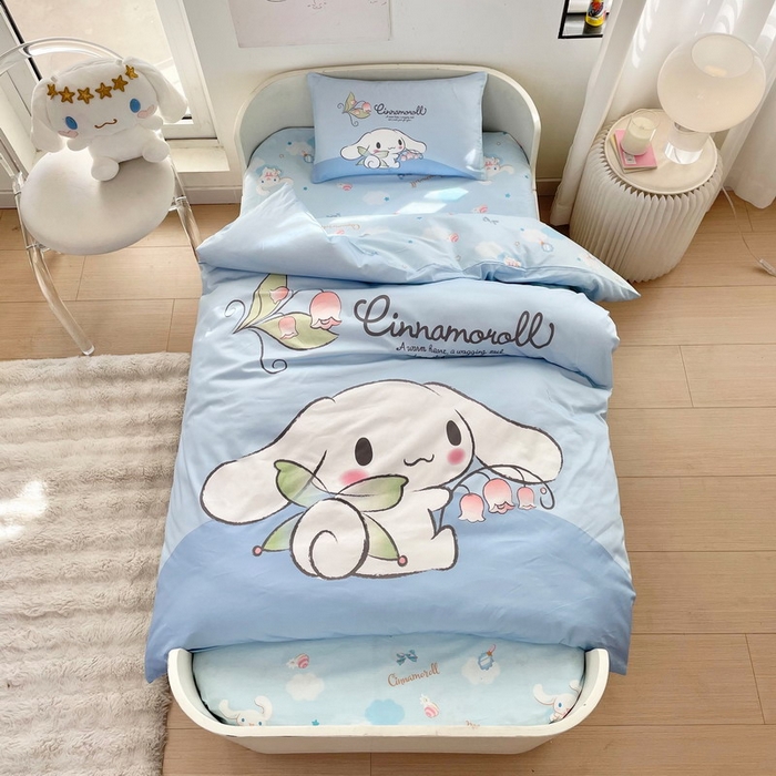 91家纺网 家纺一手货源 找家纺 蘭菲家纺 2025新款学生季全棉幼儿园三丽鸥三件套大版系列 清新