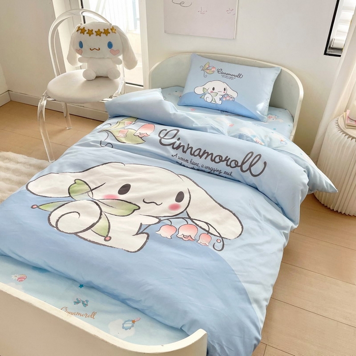 91家纺网 家纺一手货源 找家纺 蘭菲家纺 2025新款学生季全棉幼儿园三丽鸥三件套大版系列 清新