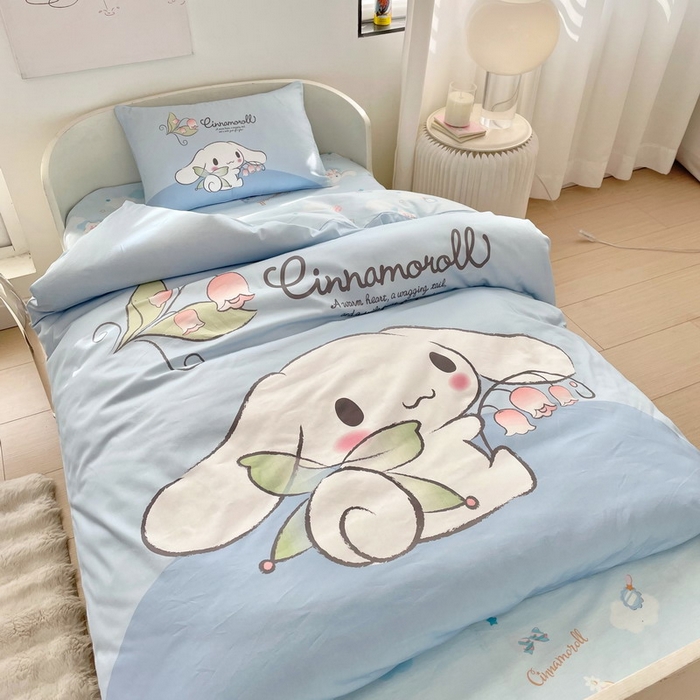 91家纺网 家纺一手货源 找家纺 蘭菲家纺 2025新款学生季全棉幼儿园三丽鸥三件套大版系列 清新