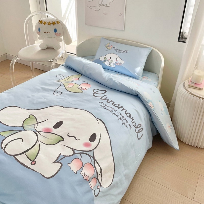 91家纺网 家纺一手货源 找家纺 蘭菲家纺 2025新款学生季全棉幼儿园三丽鸥三件套大版系列 清新