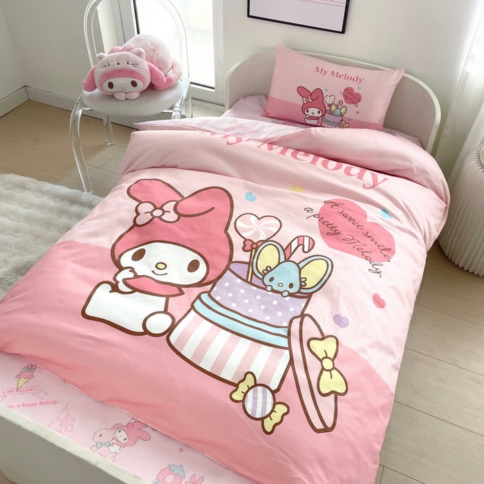 91家纺网 家纺一手货源 找家纺 蘭菲家纺 2025新款学生季全棉幼儿园三丽鸥三件套大版系列 收礼物