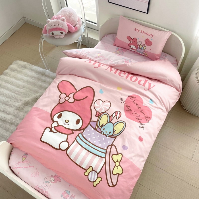 91家纺网 家纺一手货源 找家纺 蘭菲家纺 2025新款学生季全棉幼儿园三丽鸥三件套大版系列 收礼物